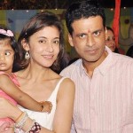 Manoj Bajpai with his wife and daughter