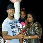 Lendl Simmons with his wife and daughter