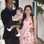 Sakshi Dhoni with MS Dhoni and their daughter