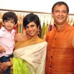 Mandira Bedi with her husband and son