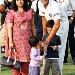 Anil Kumble with his wife and children