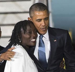 Barack Obama with his older half sister Auma Obama