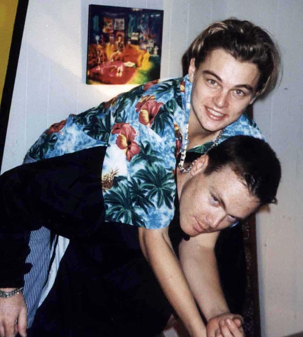 Leonardo Dicaprio with his step brother Adam Farrar