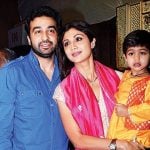 Raj Kundra with his wife and son