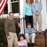 Tim Kaine with his wife and children
