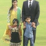 V V S Laxman with his wife and children