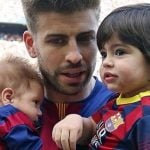 Gerard pique with his children Milan and Shasa