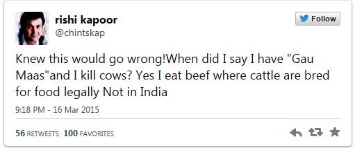 Rishi Kapoor beef controversy