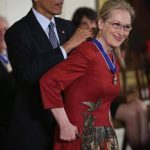Streeps getting Presidential Medal from Obama
