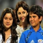 Anjali Tendulkar with her son and daughter