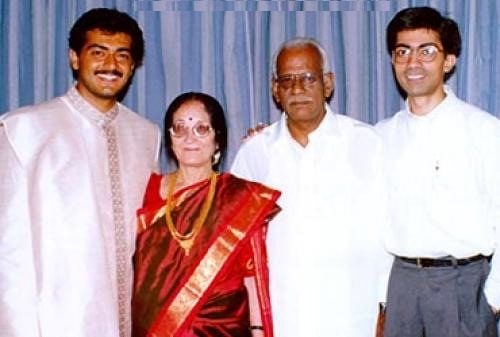 Ajith Kumar with his parents and brother
