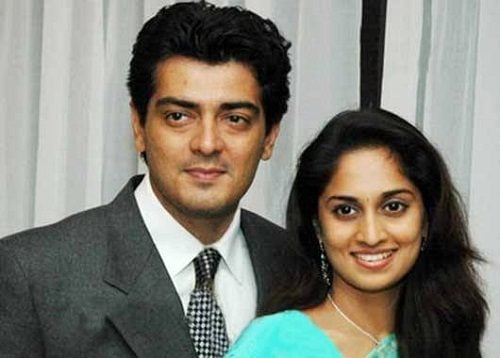 Ajith Kumar with his wife Shalini Ajith