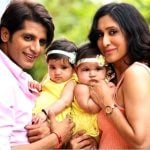 Teejay Sidhu with her husband and  twin daughters
