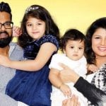 Rambha with her husband and daughters