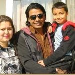 Biraj Bhatta with his wife and son