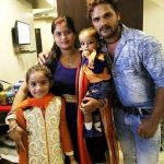 Khesari Lal Yadav with his wife and children