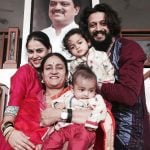 Riteish Deshmukh with his mother, wife and children