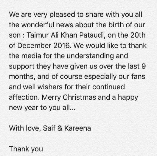 Taimur Ali Khan birth news