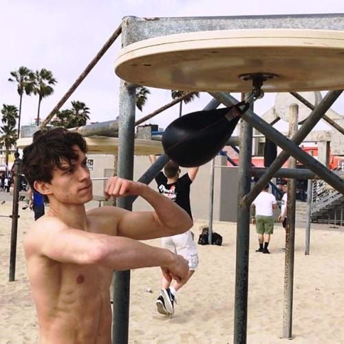 Tom Holland at the gym 