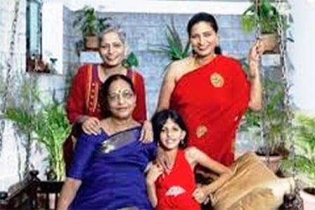 Gauri Lankesh with her mother, sister and niece