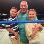 Kurt Angle with his son Kody and daughter Kyra