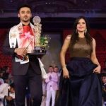 Paramveer Singh Cheema with Zareen Khan ramp walk after winning the title of MR India