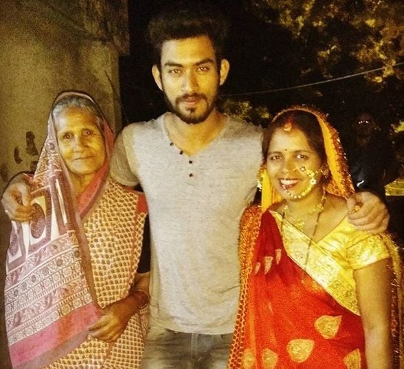 Jitesh Singh Deo with his mother (right) and grandmother (left)