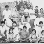 Osho’s Family Members- Back Row : From left Shakuntala Jain (wife of Niklank Jain), Niklank Jain, Shashi Kala Khate (wife of Aklank), Aklank Jain (With his Son Aneesh), Vijay Kumar Khate (with his son Ashutosh), Shashi Bala Khate (Wife of Vijay Kumar Khate),  Second Row: Saraswati Bai Jain (Mother of Osho), Osho (Rajneesh), Babulal Jain (Father of Osho) Third Row: Shailendra Shekhar, Nisha Khate, Amit Mohan Khate Front Row: Poorva Khate, Maitreya Khate, Pratiksha Khate and Pragya Khate