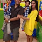Tara Sharma with husband and children