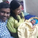 Thagubothu Ramesh with his wife and kid