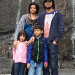 Papon with his wife and children