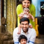 Ravichandran Ashwin with his wife and daughters
