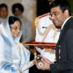 Viswanathan Anand Receiving Padma Vibhushan From The Former President of India Pratibha Patil