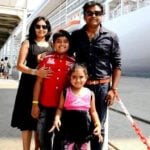 Harris Jayaraj with his wife and children