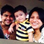 Prasad Barve with his wife and son