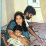 Amita Udgata with her husband and son in the 1980s