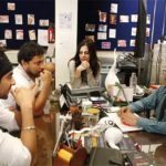 Juhi Chaturvedi on the sets of Vicky Donor