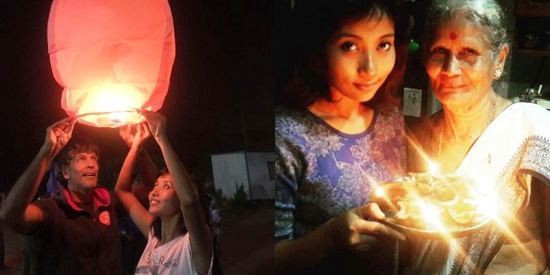 Milind Soman and Ankita Konwar Diwali in 2016