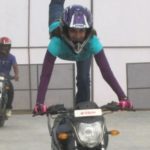 Smita Gondkar Doing Bike Stunt