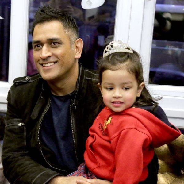 Ziva Dhoni With Her Father At The First Annual Day Of School