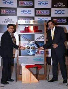 Arnab Goswami ringing opening bell at BSE