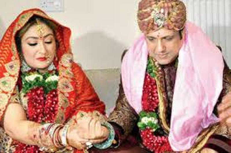 A photo of Govinda and Sunita when they got married for the second time in 2014