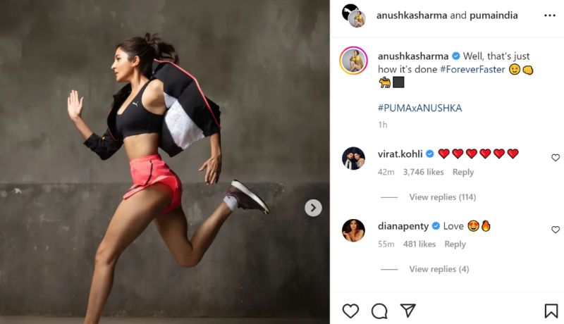 Anushka Sharma's Instagram post about being the brand ambassador of Puma