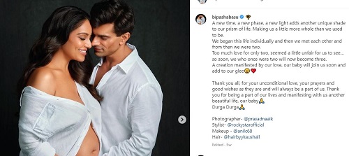 Karan Singh Grover's Instagram post for Bipasha's pregnancy announcement