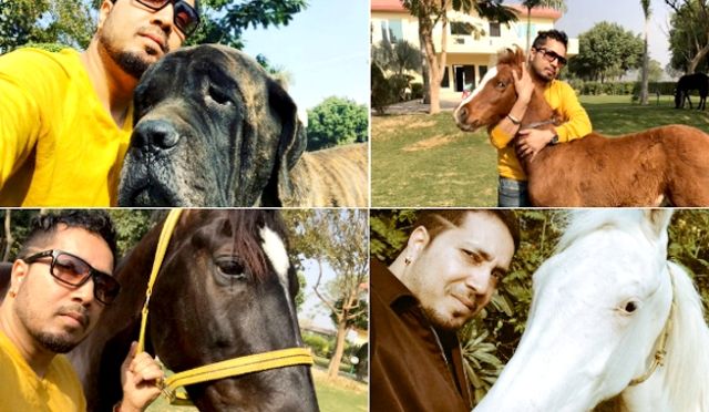 Mika Singh with his pets