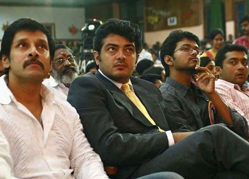 Vijay with Vikram, Ajith, and Suriya (from left)