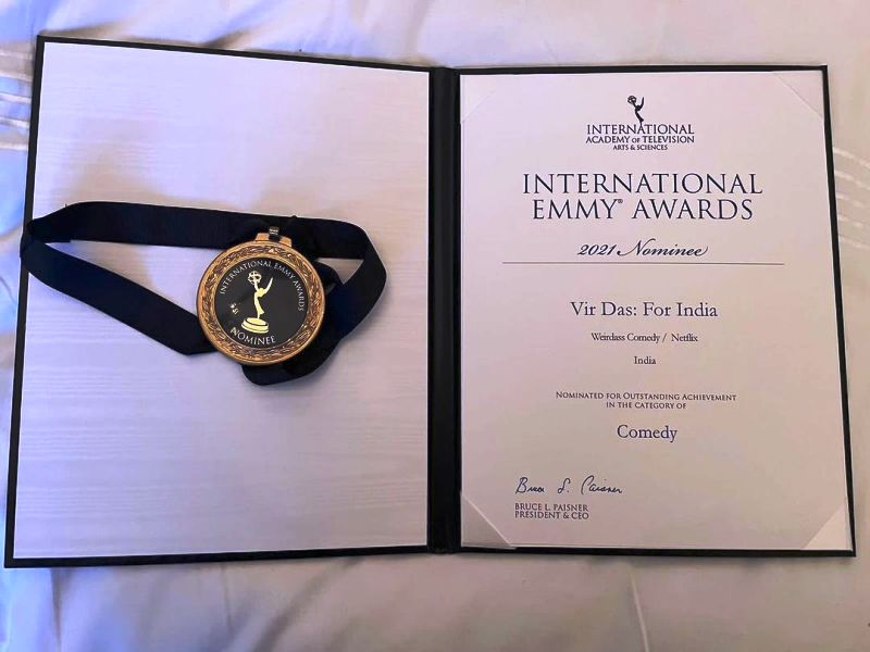 Vir Das' nominee medal for International Emmy Awards (2021)