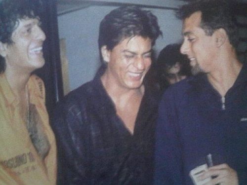 An old photo of Chunky Panday with Salman Khan and Shah Rukh Khan