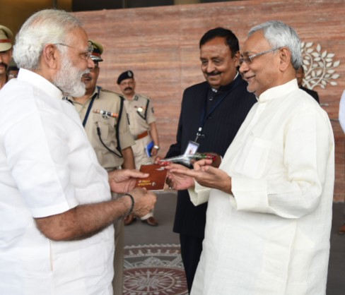Nitish Kumar with Prime Minister Narendra Modi in 2017