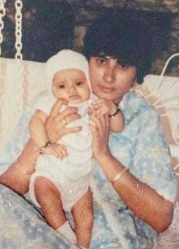 The Infant Sania Mirza In Her Mother's Lap